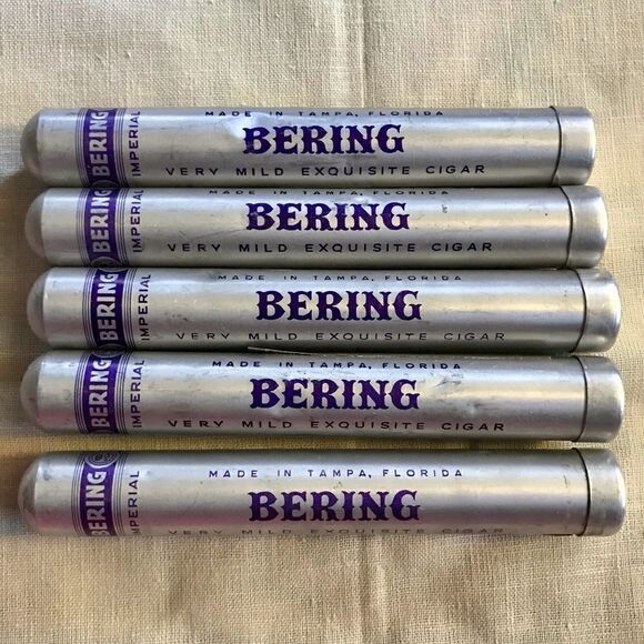 Vintage Bering Imperial Aluminum Cigar Tubes with Cap Lids (5) for Repurpose DIY - Picture 1 of 16